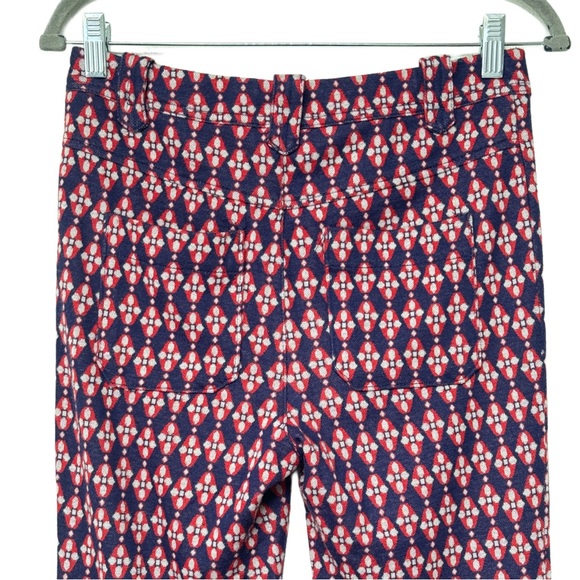 {Free People} High Rise Geometric Mod Retro Print Blue Red Pink Flare Leg Pants - Picture 5 of 9